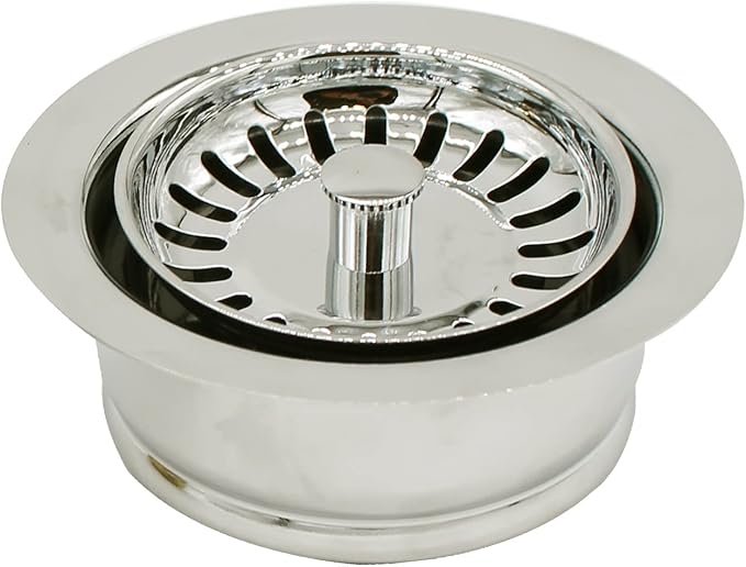 Westbrass A2089SEV-05 3-1/2" Kitchen Sink Waste Disposal Drain Flange and Basket Strainer, Polished Nickel