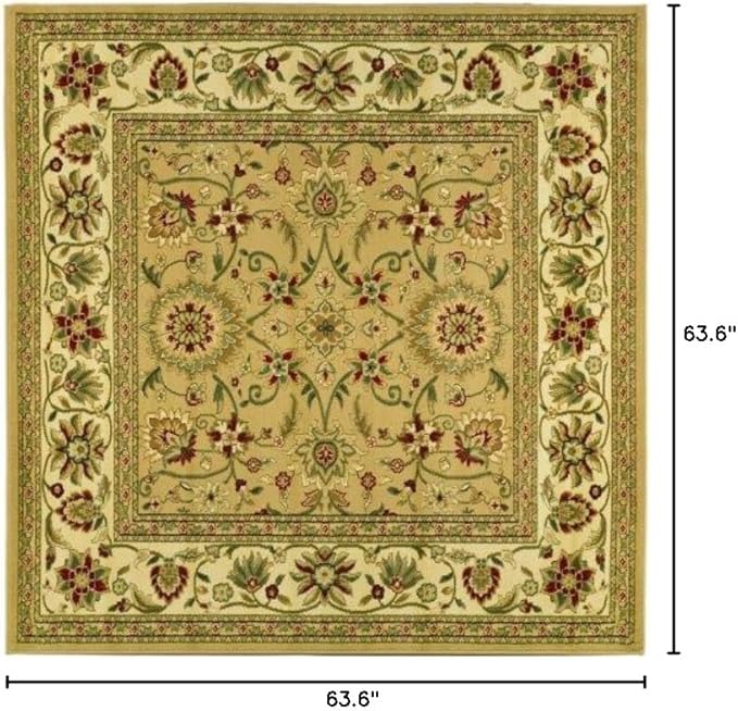 SAFAVIEH Lyndhurst Collection Area Rug - 5'3" Square, Beige & Ivory, Traditional Oriental Design, Non-Shedding & Easy Care, Ideal for High Traffic Areas in Living Room, Bedroom (LNH212D)
