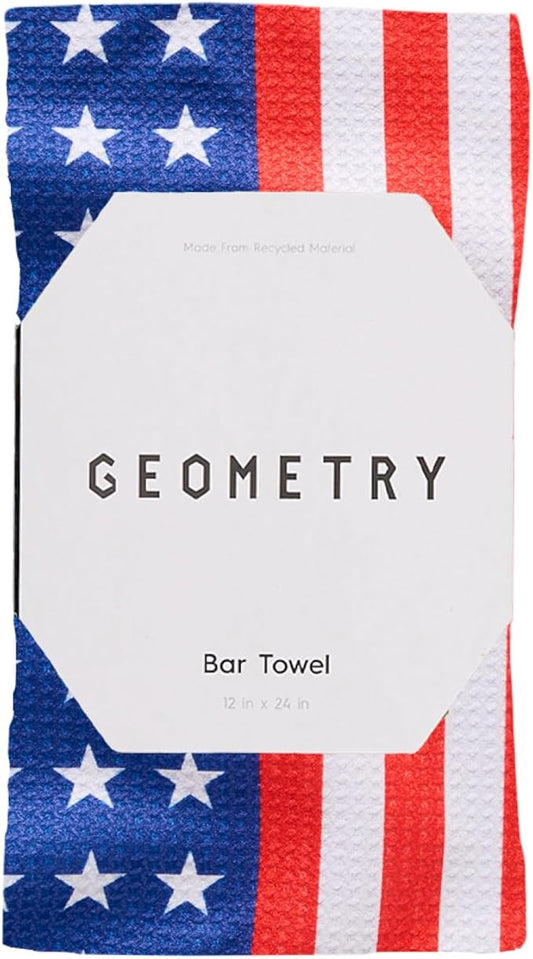 GEOMETRY Bar Towels for Kitchen Premium Towels for Cleaning Dishes & Glassware - Absorbent & Fast Drying Kitchen Towels - Star Spangled, 12" x 14" - 1-Piece