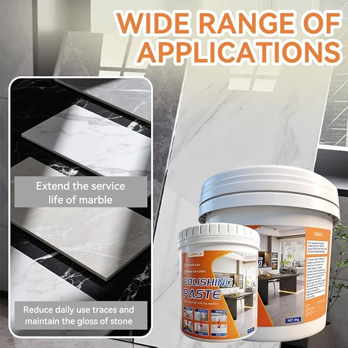 Professional Nature Stone Polishing Kit with Paste | Sealer & Protectant for Marble, Granite, Quartz Countertops, Floors & Walls - Must Be Used with Polishing Machine (5kg)