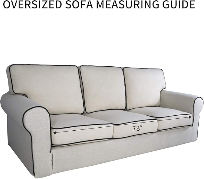 PureFit Reversible Quilted Sofa Cover, Water Resistant Slipcover Furniture Protector, Washable Couch Cover with Non Slip and Elastic Straps for Kids, Dogs, Pets (Oversized Sofa, Black/Beige)