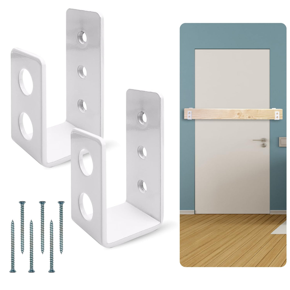 SecurityMan Heavy Duty 2x4 Door Barricade Brackets - Kick Proof - Image 1