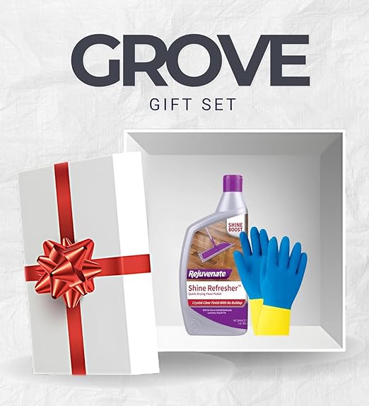 Rejuvenate Wood Floor Restorer 32 oz Bundle with Cleaning Gloves – Restores Shine & Protects Hardwood, Laminate, Stone & More – Earth-Friendly Formula, Easy to Use – Gift Set (2 Items)