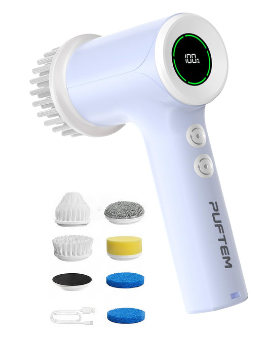 PUFTEM Electric Shower Scrubber, Cordless Bathroom Scrubber - Image 1