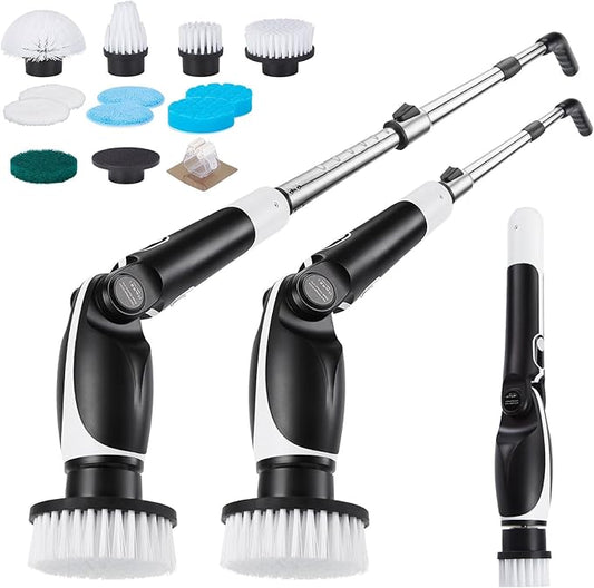 FIXM Electric Spin Scrubber with 4 Adjustable Angles & 11 Brush Heads, Effortless Cleaning for Bathroom, Tub, Tile, and Floors, Powerful, Lightweight & Cordless