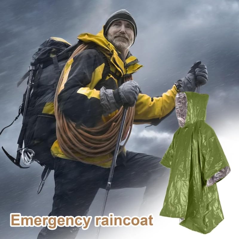 Emergency Poncho with Mylar Blanket Liner for Survival - Image 8