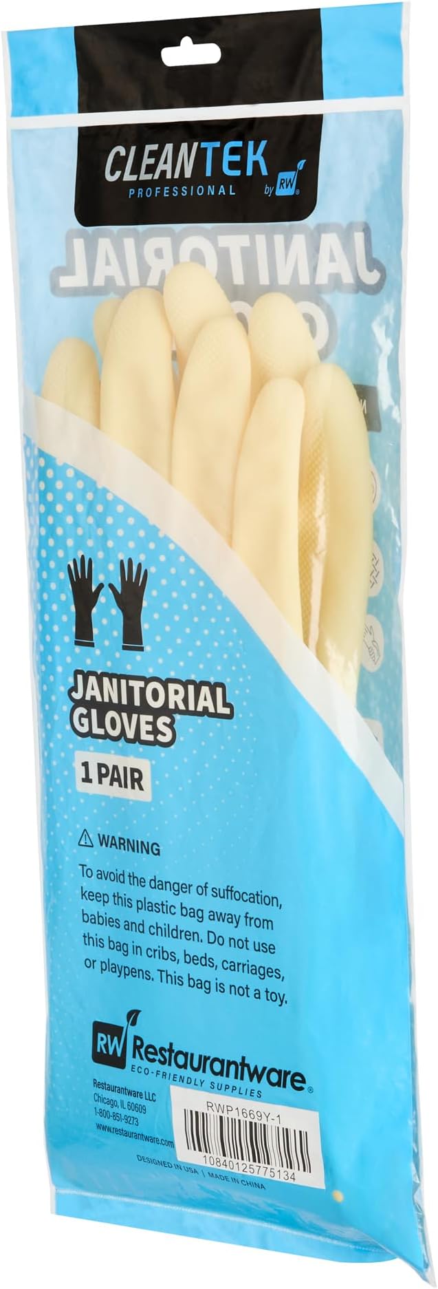 Restaurantware Cleaning Gloves Case of 10 Rubber 22 mil Household Gloves Chemical-Resistant Puncture-Resistant Abrasion-Resistant Yellow