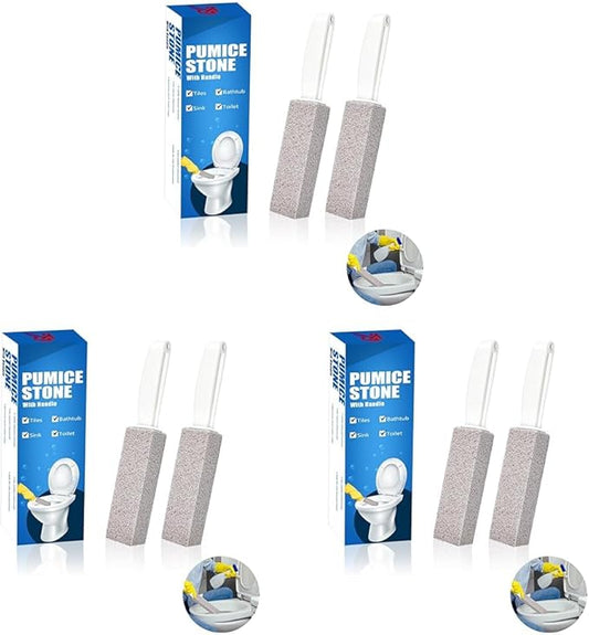 Amazon Brand | 6 Pack Ring King Pumice Stone Toilet Bowl Cleaner with Handle | Effectively Removes Stubborn Limescale from Tile, Shower Door and Bathtubs. Best Calcium, Lime, and Rust Remover.