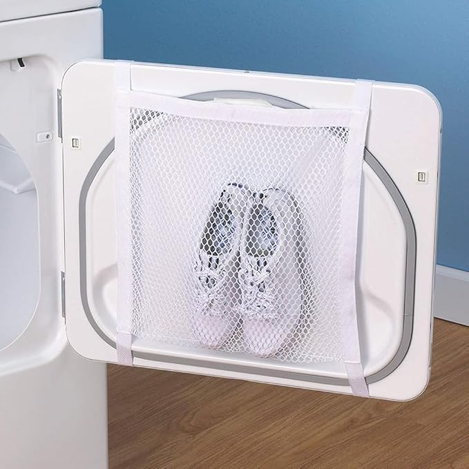 Shoe Dryer Bag, Reusable Sneaker Wash Dry Net, Laundry Shoe Bags Mesh Wash Bags, Sneaker Dryer Bag with Strap And Zipper for Washing Machine, Dryers, 15.75 x 15.75inch (COLOR:White)