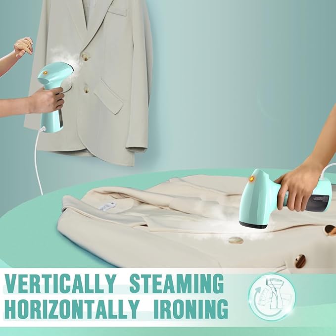 Steamer for Clothes, 2-in-1 Handheld Clothing Steamer for Garment Portable Travel Steam Iron with Large Water Tank Wrinkle Remover