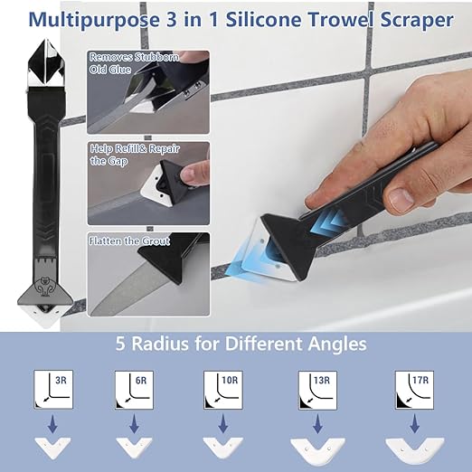 Tile Grout Repair Kit, Grout Filler Paste with Silicone Trowel Scraper, 17.64oz, Waterproof