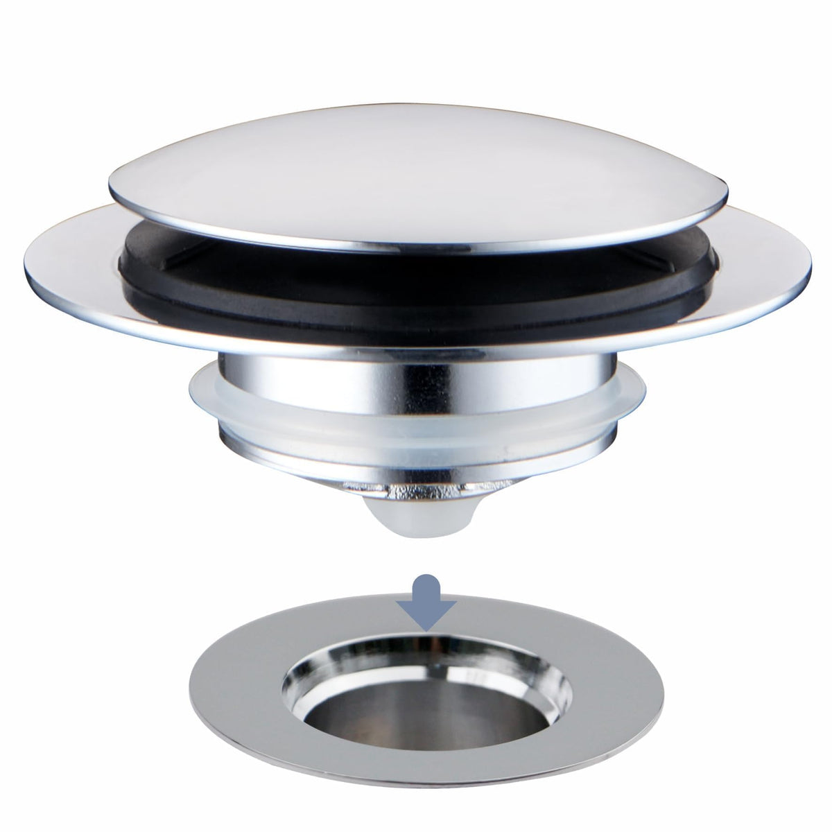 Tub Drain Stopper, Universal Pop Up Bathtub Drain Stopper, Chrome - Image 1
