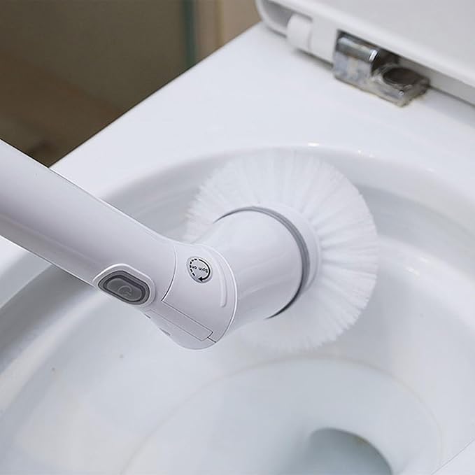 Electric Scrubber Rechargeable Cleaning Brush with 6 Replaceable Heads Cordless Adjustable Handle Bathroom Scrubber Cordless Scrubbers for Household Cleaning