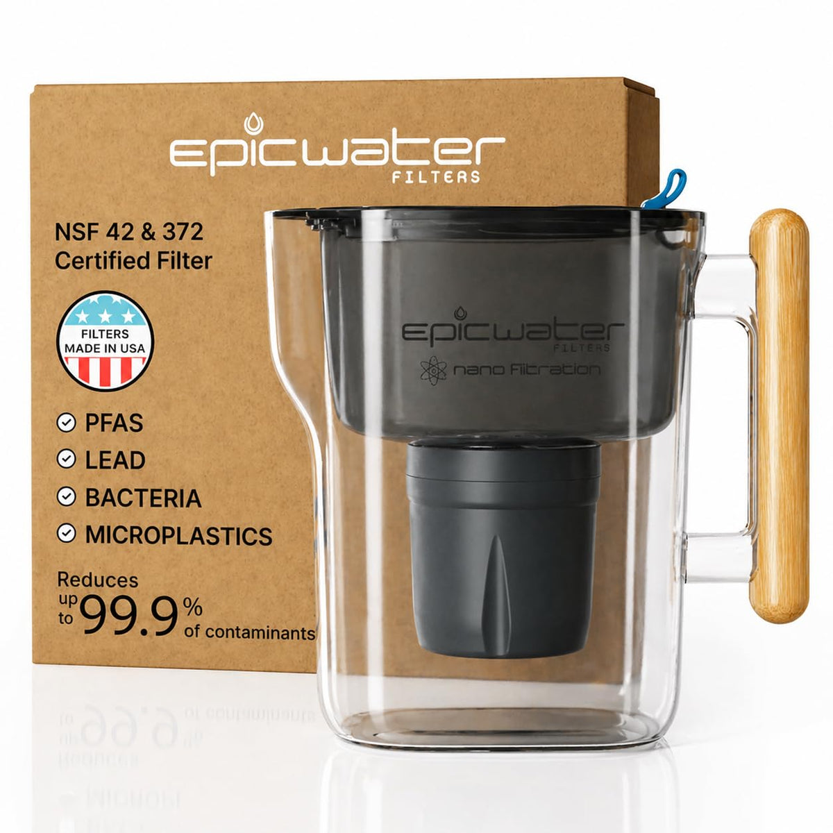 Epic Nano XP Water Filter Pitcher for Drinking Water, 10 Cup - Image 1