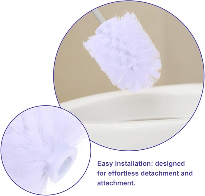 10pcs Toilet Brush Replacement Heads Heavy Duty Stiff Bristle Refills for Deep Bathroom Cleaning Plastic Toilet Bowl Brush Scrubbers Minimalist Design for Home and Hotel Use