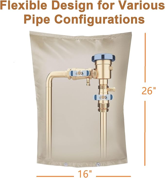 Backflow Preventer Insulation Cover,Pipe Insulation,Outdoor Pipe Covers For Winter Freeze Protection,Outdoor Faucet Covers For Winter Freeze Protection,Insulated Pipe Covers For Outside (16w*26h)