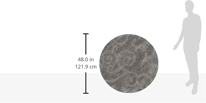 SAFAVIEH Florida Shag Collection Area Rug - 4' Round, Grey, Scroll Design, Non-Shedding & Easy to Clean, High-Low Plush Pile, Ideal for Living Room, Bedroom, Dining Space (SG455-8013)