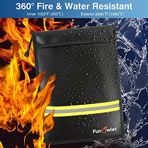 Fireproof Waterproof Money Document Bag, 15" x 11" Black - Image 4