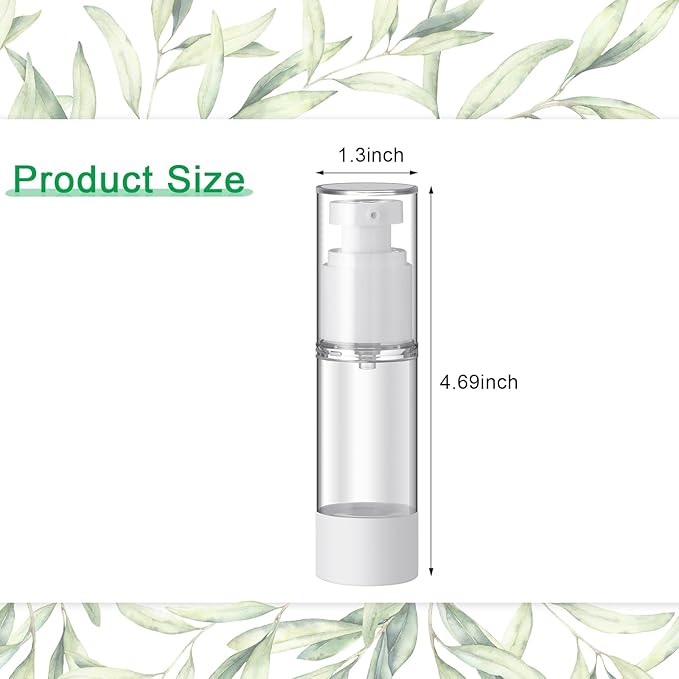 Sabary 60 Pcs Clear Airless Pump Bottles Refillable Cosmetic Travel Size Dispenser Vacuum Plastic Travel Bottles Empty Lotion Pump Dispenser Liquid Toiletry Container(1 oz)