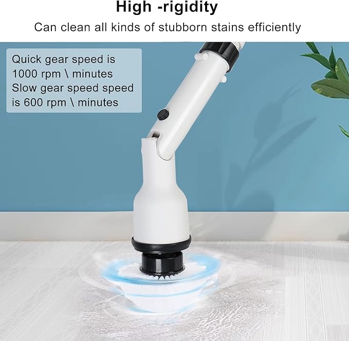 Electric Spin Scrubber,Cordless Cleaning Brush,Shower Scrubber with 2 Batteries & 1 Charger, 4 Replacement Brush Heads, Telescopic Rod Electric Scrubber for Bathroom Tub Tile Floor Spin S