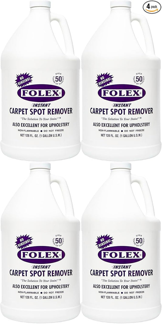 FOLEX 128 oz Instant Carpet Spot Remover Carpet Cleaner Gallon Refill - Removes Pet Accidents, Grease, Red Wine and More - 4 Pack