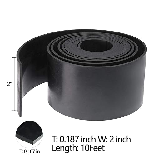 TORRAMI Solid Neoprene Rubber Strips Roll 3/16 (.187) inch Thick X 2 inch Wide X 10 Feet, for DIY Weather Stripping, Gasket, Seal