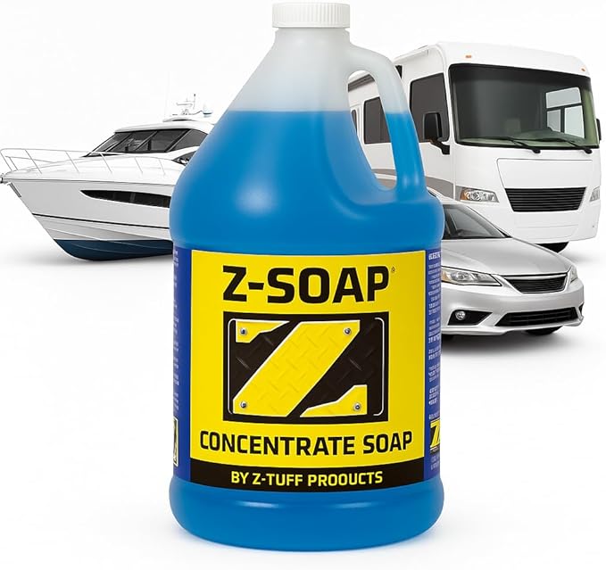 Z-TUFF PRODUCTS Soap Heavy-Duty Marine Soap for Boat Wash, RV and Car Cleaning, Remove Dirt, Stains, salt, Boat Cleaning Soap, Preserve Wax Coating - 1 Gallon Concentrated Soap