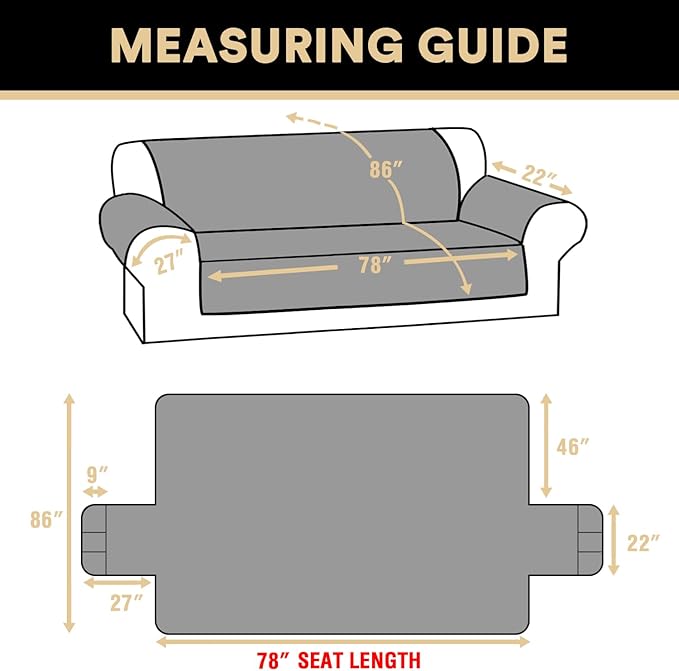 PrinceDeco Oversized Couch Cover for 3 Cushion Couch Extra Large Sofa Cover for Dogs Water Proof Furniture Protector Cover with Elastic Straps for Pet (Oversized Sofa, Brown)