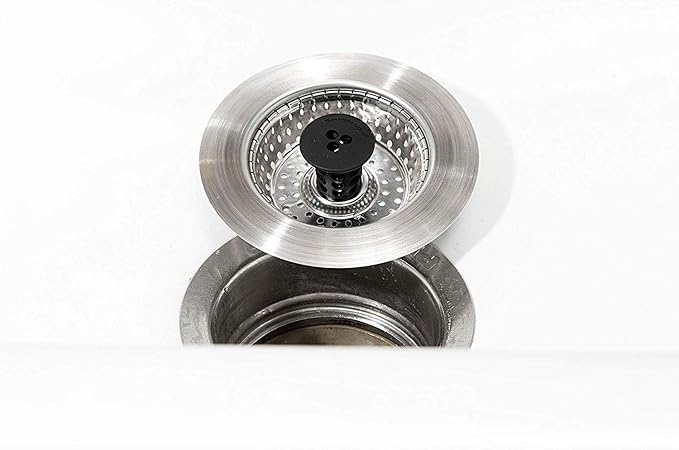 Kitchen SinkShroom Revolutionary Clog-Free Stainless Steel Sink Strainer, Black, 6-Pack