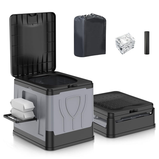 OTraki Foldable PP Camping Toilet for Adults with Lid & - Image 1