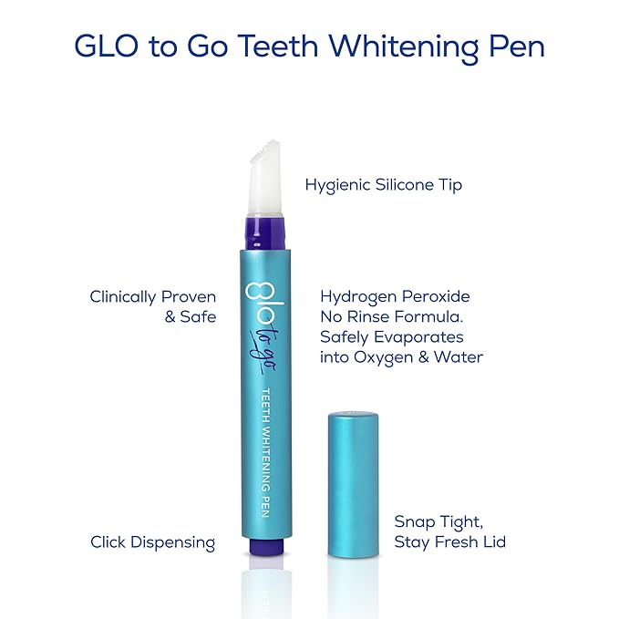 GLO Science Teeth Whitening Pen — Easy to Use, Safe & Effective Dentist Invented Whitening Treatment — Designed for Sensitive Teeth, Travel Friendly