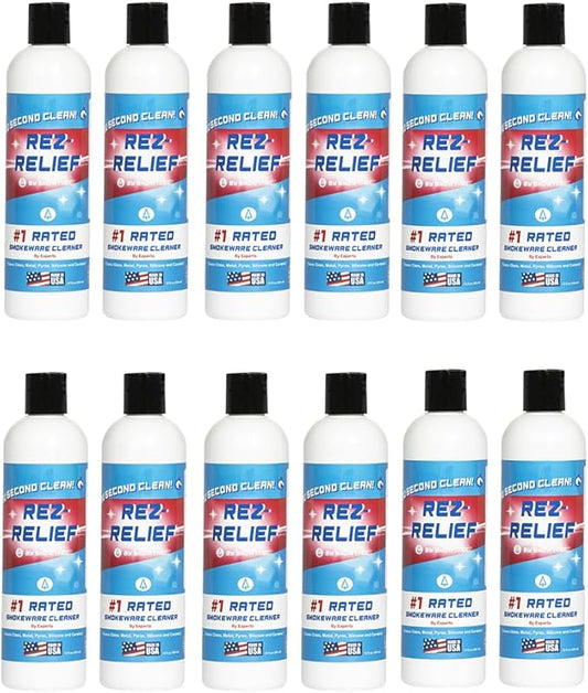 SNOWTREE - 12 Pack Glass Cleaner Solution for Glass, Ceramic, Metal & Silicone - 12 Fluid Oz Bottles (144 Oz) - Refreshing Citrus Scent Glass Cleaner Liquid - Removes Stains & Smells from All Pieces