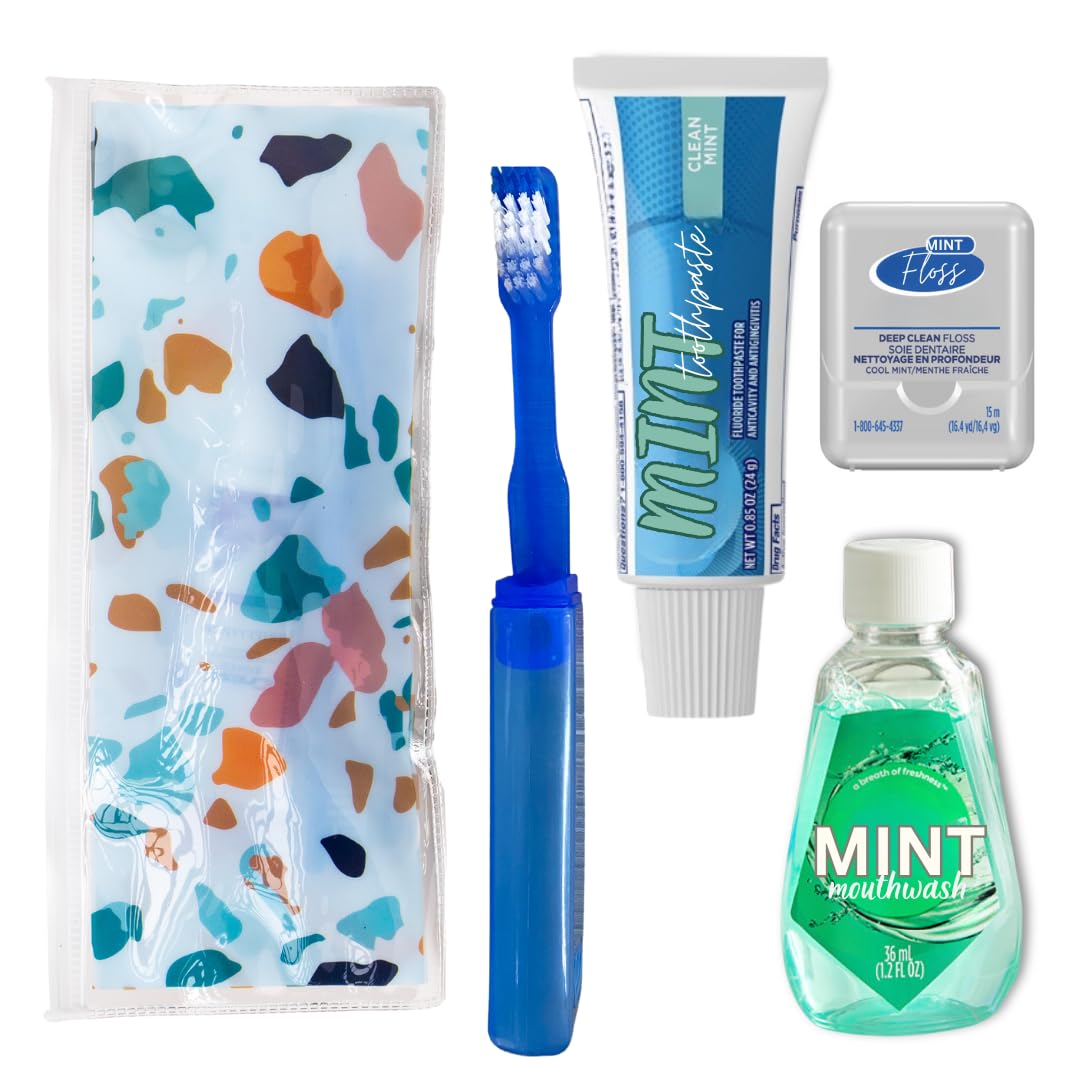 Dental Travel Kit with Toothbrush, Travel Sized Toothpaste - Image 1