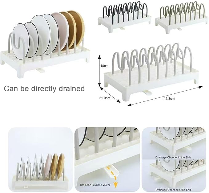 Pot and Pan Lid Organzier for Cabinet with Drainage, 8 Adjustable Compartment for Bakeware Cutting Boards Cookware Dishes (Nordic Green)