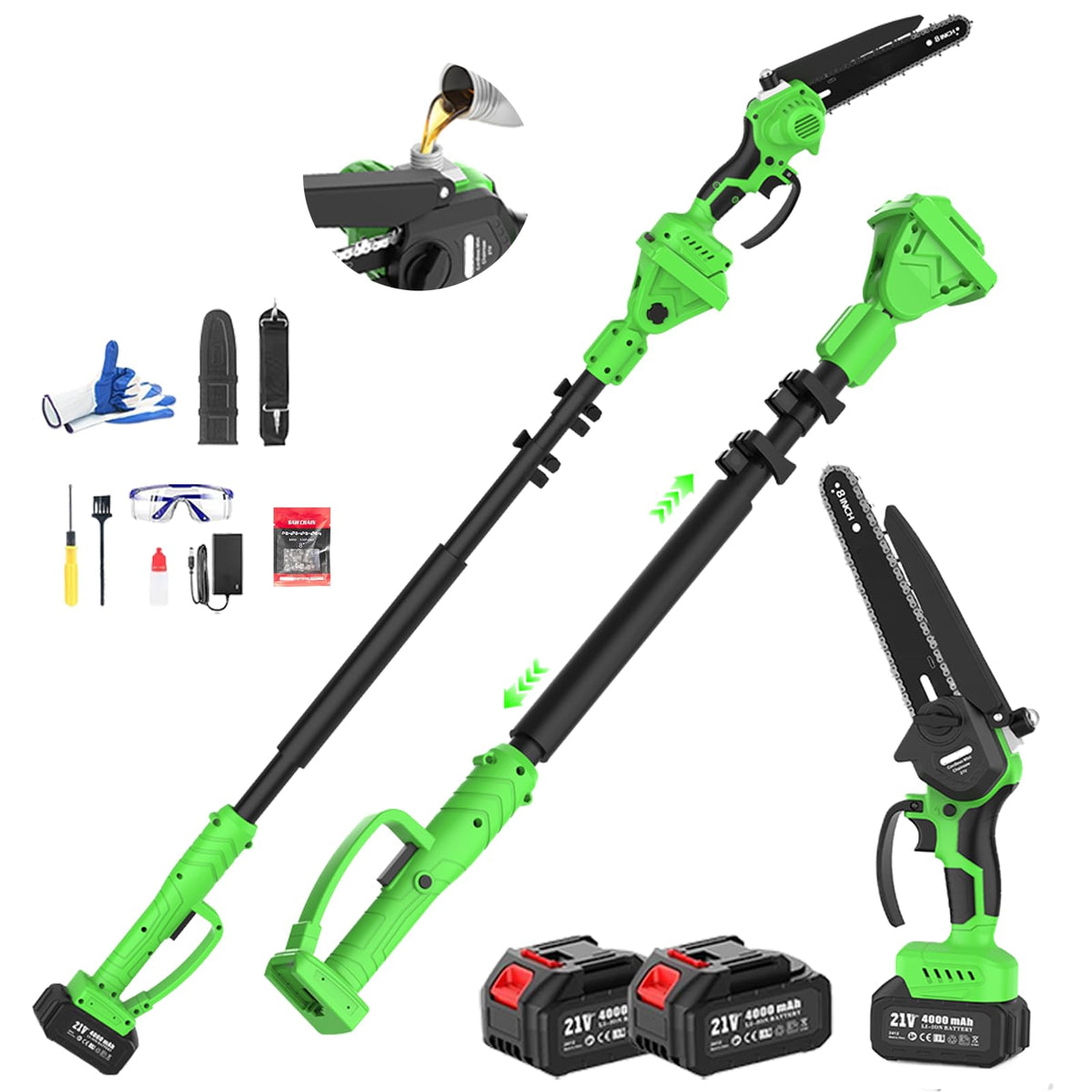 2-in-1 8 Inch Brushless Electric Pole Saws for Tree Trimming - Image 1