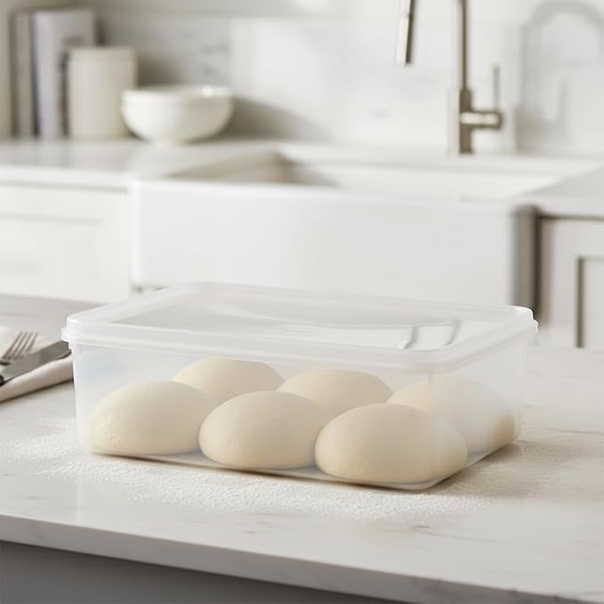 3 Pack pizza dough proofing box, Stackable bread proofing container, sourdough tray, food storage containers with lids, pizza making supplies accessories, BPA Free, 6L Capacity