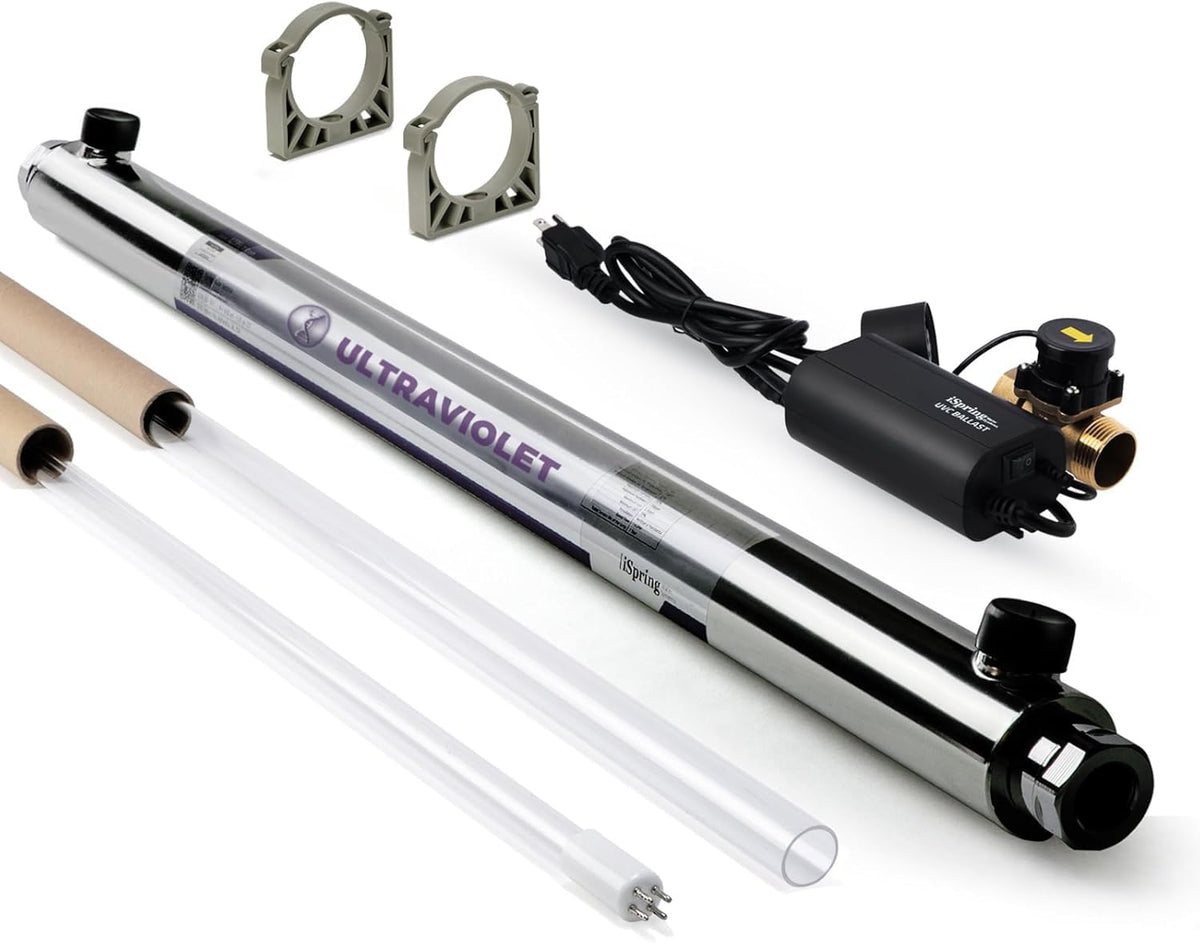 iSpring UVF55FS Whole House UV Water Filter, 1" MNPT Inlet/Outlet - Image 1