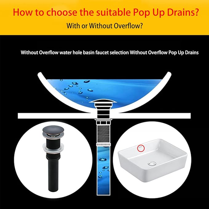 Bathroom Sink Drain Without Overflow Vessel Sink Drain Assembly,Lavatory Vanity Push Pop Up Drain Stopper Oil Rubbed Bronze,83606ORB.