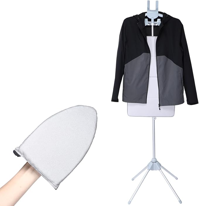 LemonRoad 3 Pcs Foldable Steam Board Set Steaming Clothes Steamer Pad Hanging Ironing Clothes Board Steamer for Clothing Iron Pad Adjustable Standing Garment Hanger Household Products, Grey