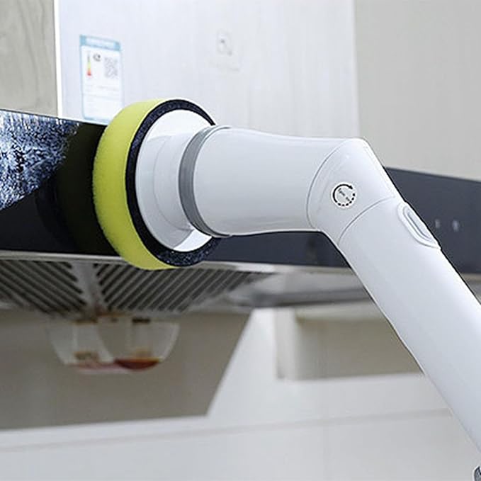 Electric Scrubber Rechargeable Cleaning Brush with 6 Replaceable Heads Cordless Adjustable Handle Bathroom Scrubber Cordless Scrubbers for Household Cleaning