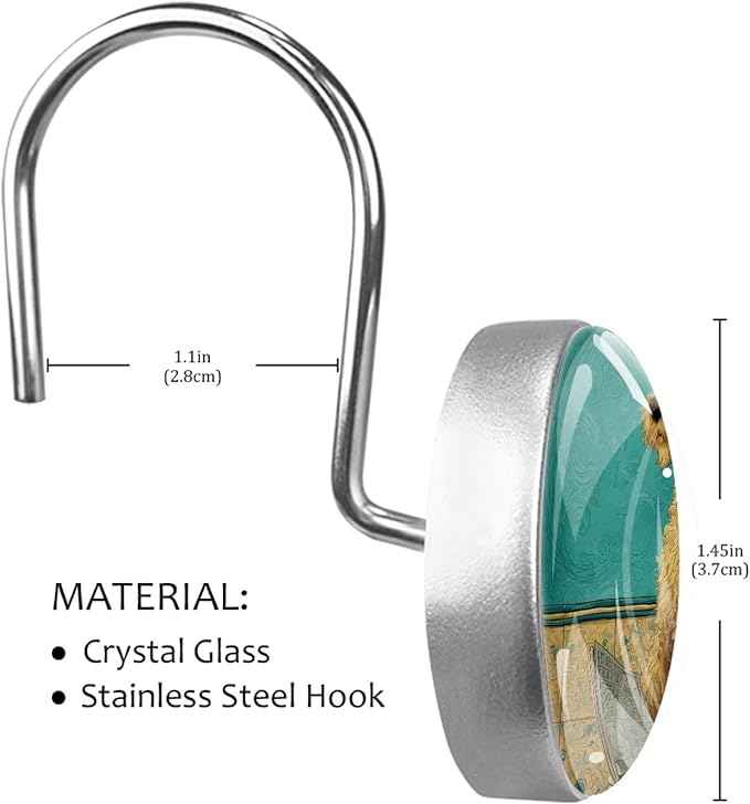 Dog on The Toilet Shower Curtain Hooks 12Pcs, Decorative Rust Resistant Shower Rings for Shower Curtain Rods, Stainless Steel Round Curtain Hooks for Bathroom, Bedroom, Farmhouse
