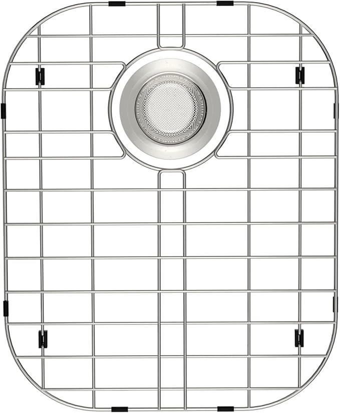 SANNO Kitchen Sink Protectors,Sink Grid with Rear Drain Hole, Double Sink Rack, 16.14"*13",Stainless Steel
