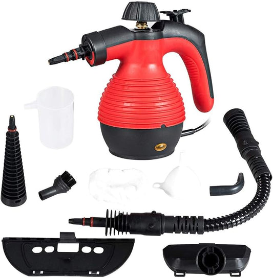 GOFLAME Steam Cleaner 1050W Handheld Multi-Purpose Powerful Steam, Sanitizer, Steamer, Steam Iron, Remove Stains/Grease from Bathroom, Kitchen (Red)