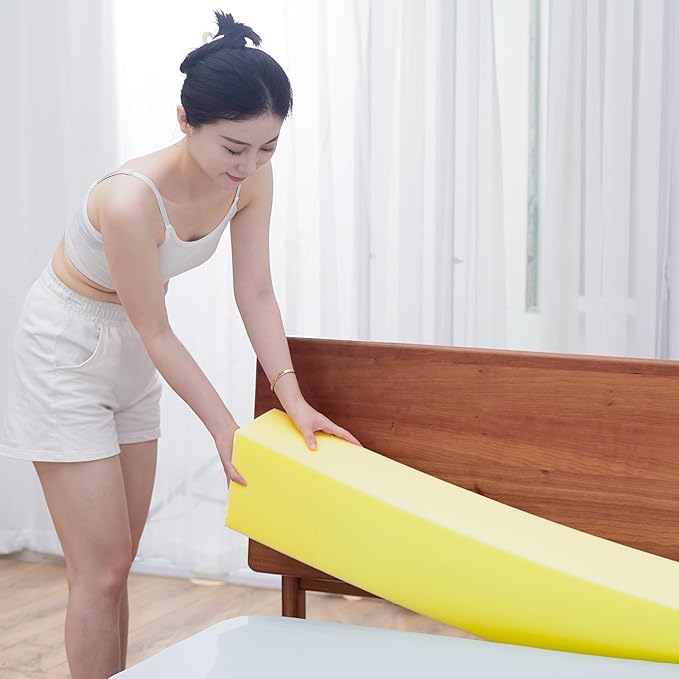 Bed Gap Filler, High Density Foam Mattress Extender for Headboard/Wall Gaps,2-Meter Extra Long Cut-to-Fit Yellow Foam Sponge Strip (78''x8''x5'')