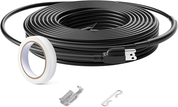 VEVOR Self-Regulating Pipe Heating Cable, 24FT 5W/FT Heat Tape for Pipes, Roof Snow Melting De-icing, Gutter and Pipe Freeze Protection