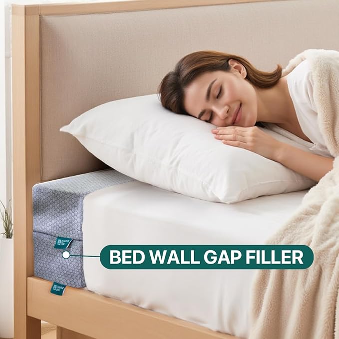 Bed Gap Filler for Headboard & Wall, Mattress Extender Pillow with Removable Cover & Memory Foam, Fills Gaps Between Mattress and Headboard, Stops Items Falling (Dark Gray, King Size)
