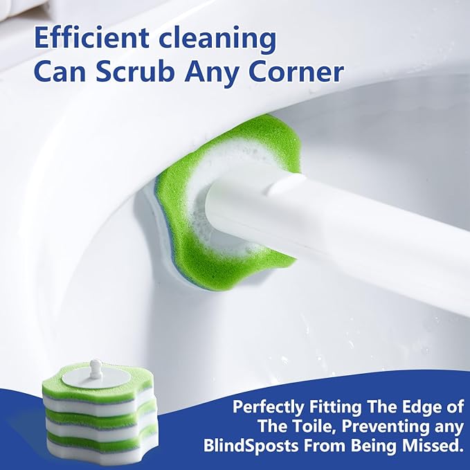 Disposable Toilet Brush,Toilet Bowl Brush and Holder Set with 30 Magic Sponge Eraser Wand Refills, Wall Mounted Cleaning Brush for Bathroom Toilet (Toilet Brush,1 Set)