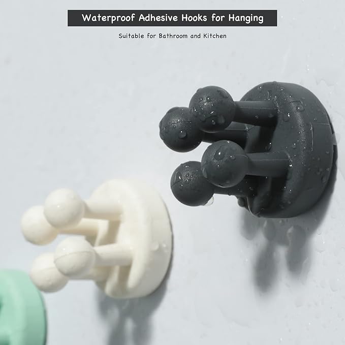 iBetterLife Self-Adhesive Shower Razor Holder - 6Pcs Wall Mounted Hooks Hanger for Clipping & Hanging Toothbrush Towel Loofah Bathroom Kitchen Home Office Dorm Room Essentials Storage Wreath Hook