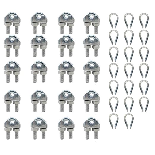 1/8” M3 Stainless Steel Wire Rope Cable Clip Clamp with M4 Stainless Steel Thimble Suitable for 1/8” Wire Rope, Pack of 20