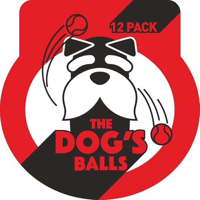 The Dog's Balls Dog Tennis Balls for Dogs, Red, 12-Pack - Non-Abrasive Felt Fetch Balls, Tough Rubber Core, Float in Water, Fits Standard Launchers